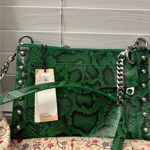 NWT Rebecca Minkoff Snake Print Leather Purse Crossbody Jungle Silver Hardware